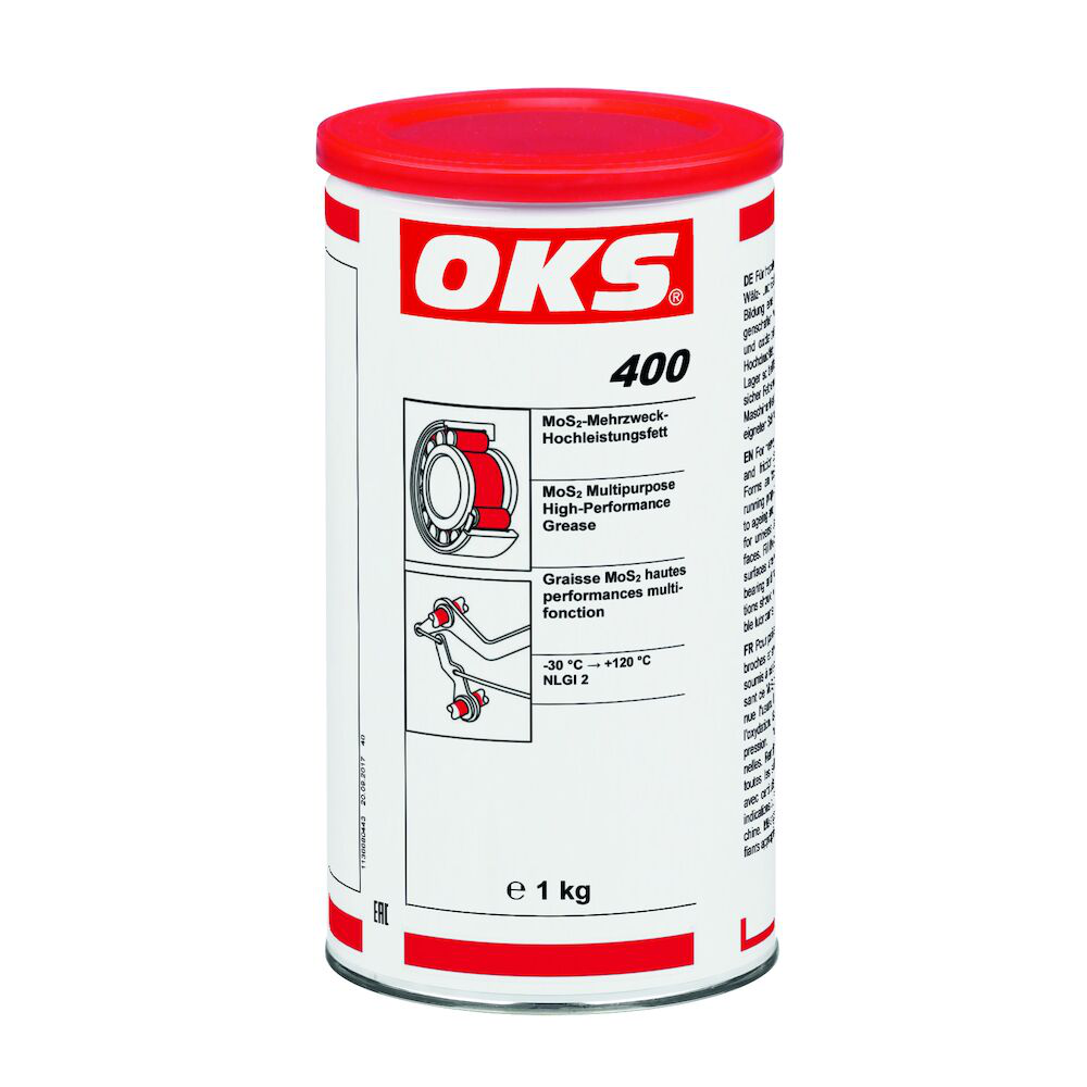 OKS0400-1 OKS 400 is een universeel inzetbaar high-performance vet met MoS₂ voor smering van zwaarbelaste lagers, spindels en draaibare verbindingen.