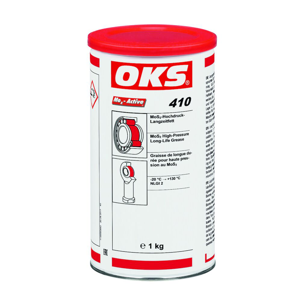 OKS0410-1 OKS 410 is zeer geschikt voor permanente smering van aan druk- of stootbelasting blootgestelde smeerpunten bij blootstelling aan weersinvloeden.