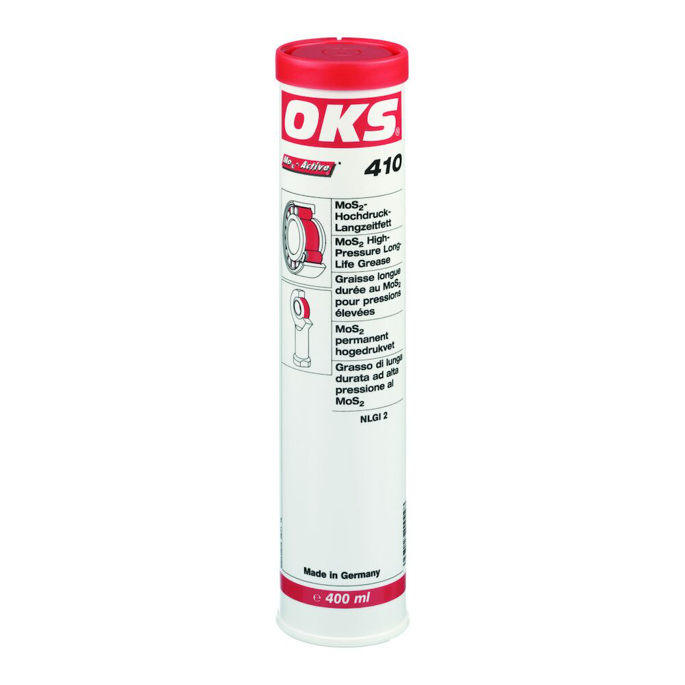 OKS0410-400ML OKS 410 is zeer geschikt voor permanente smering van aan druk- of stootbelasting blootgestelde smeerpunten bij blootstelling aan weersinvloeden.
