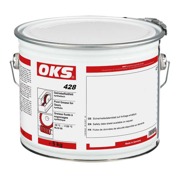OKS0428-5 OKS 428 is een synthetisch, vloeibaar transmissievet voor zwaarbelaste tandwieloverbrengingen.
