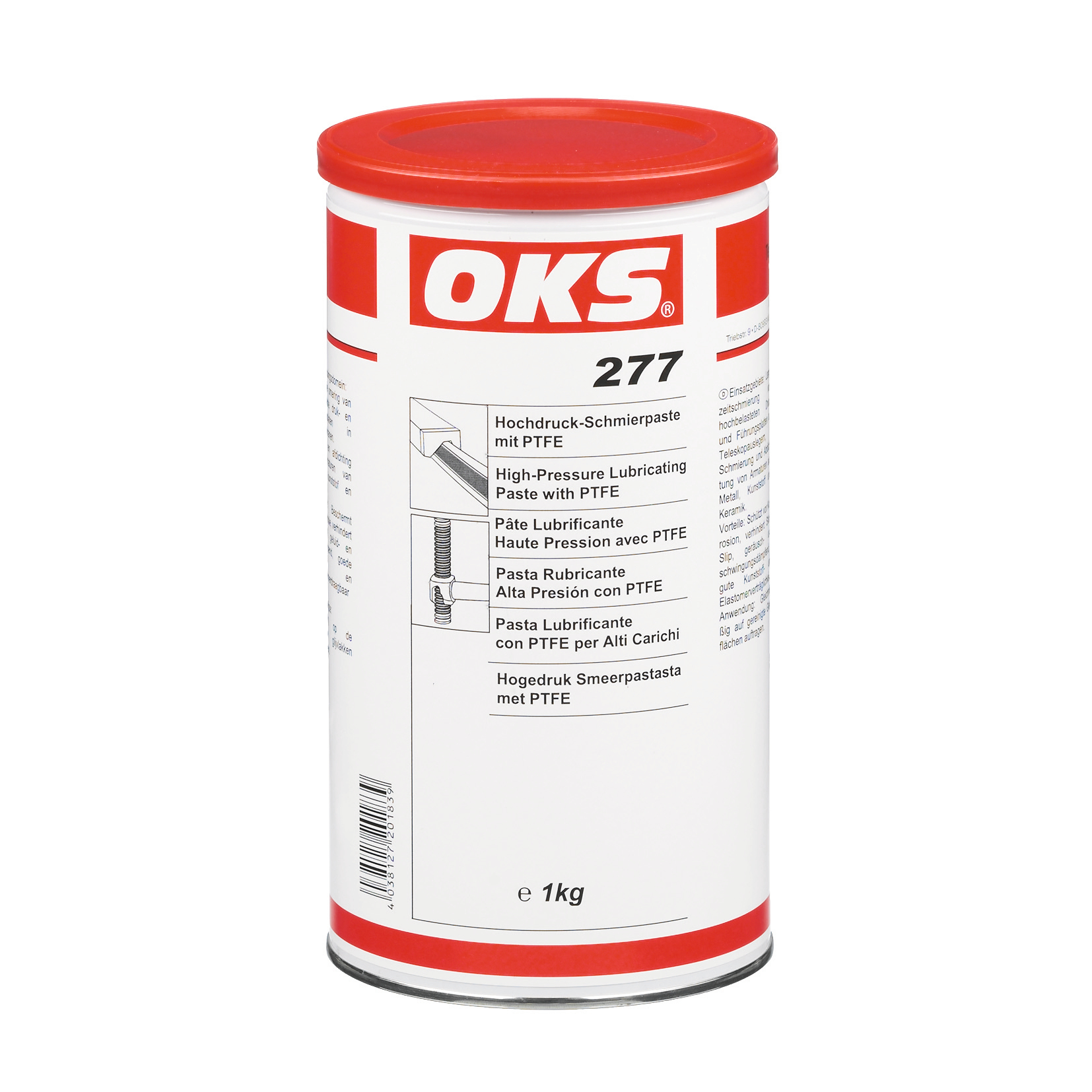OKS2771-1 Hogedruk-smeerpasta met PTFE voor smering van glijdende machinedelen van metaal, kunststof en keramiek.